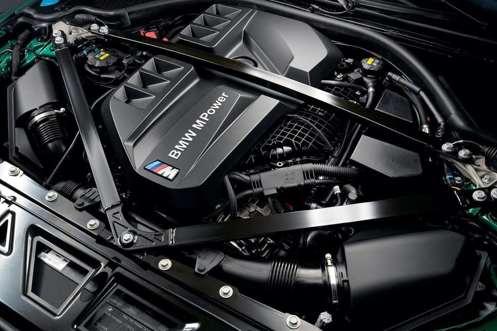 BMW engine with 'BMW Mpower' branding